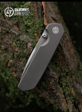 OLITANS T055 CPM Magnacut Folding Knife – 3.27" Blade, Full Titanium Handle, Thumb Stud, Washer Pivot System